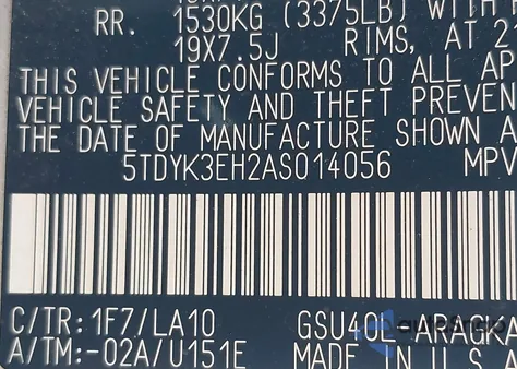 2010 Toyota Highlander Limited V6 z USA, uszkodzony, nr VIN 5TDYK3EH2AS014056